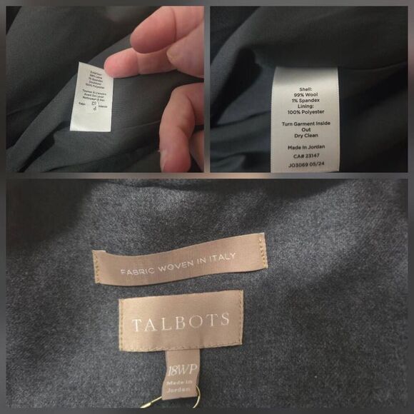 Talbots 99% Wool One Button Office Professional Blazer Grey NwoT Sz.18WP - Picture 4 of 4
